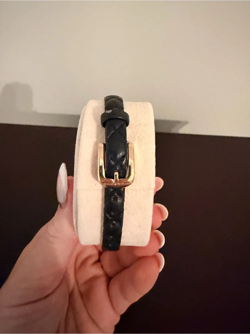 kate spade Gold-Tone Case Black Leather Strap Women's Watch